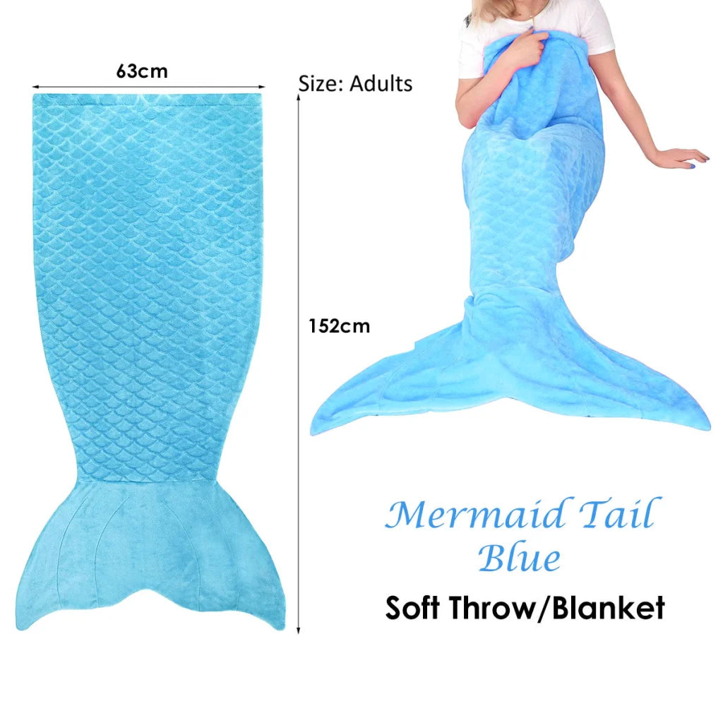 Blanket Mermaid Tail Blue Soft Throw - Home & Garden