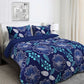 Blanket Set Ramesses Blue Flower Printed Sherpa Flannel