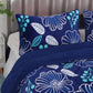 Blanket Set Ramesses Blue Flower Printed Sherpa Flannel