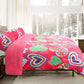 Blanket Set Ramesses Pink Heart Printed Sherpa Flannel