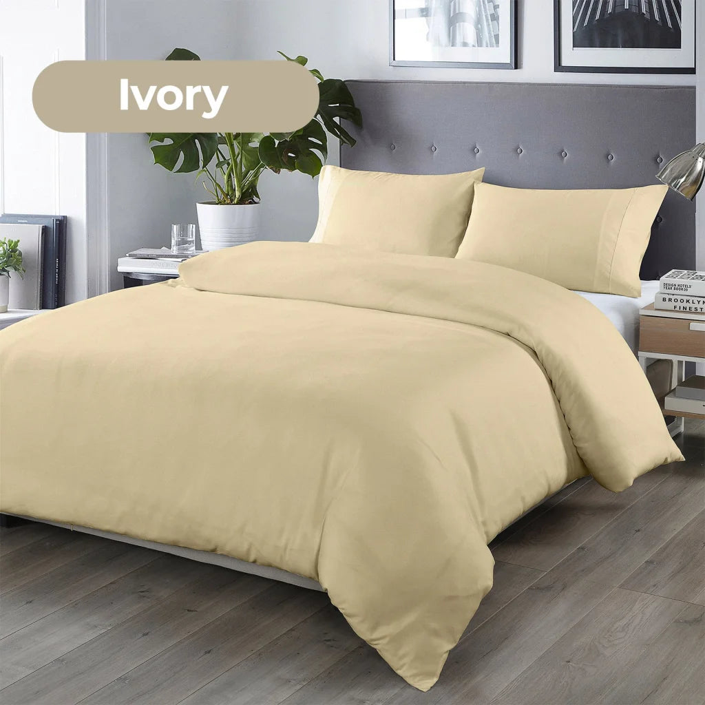 Blended Bamboo Quilt Cover Set Dark Ivory - Double Royal Comfort