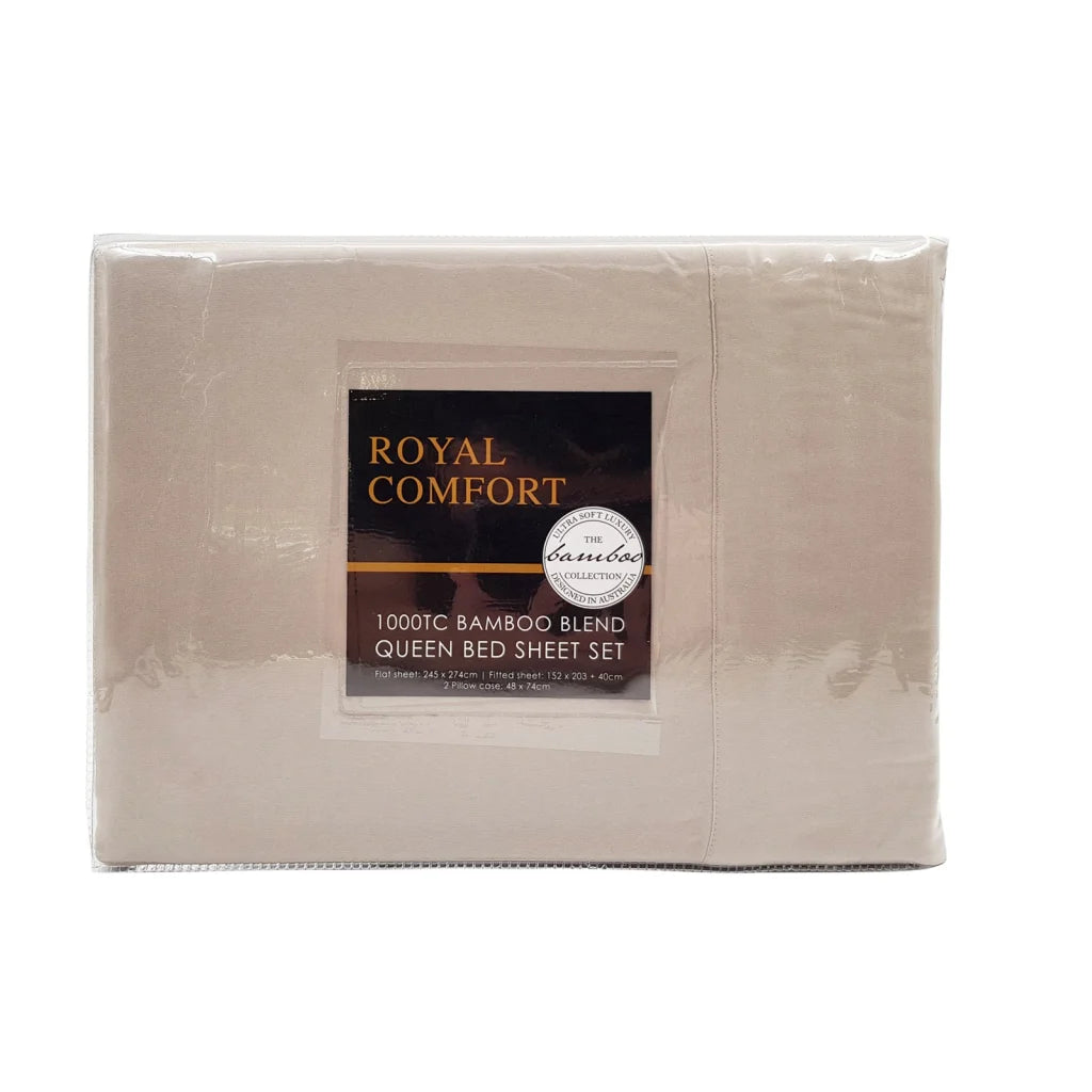 Blended Bamboo Sheet Set Warm Grey - Queen Royal Comfort