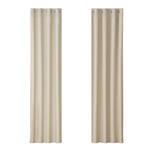 Blockout Curtains Eyelet Set of 2 - 140x230cm Beige