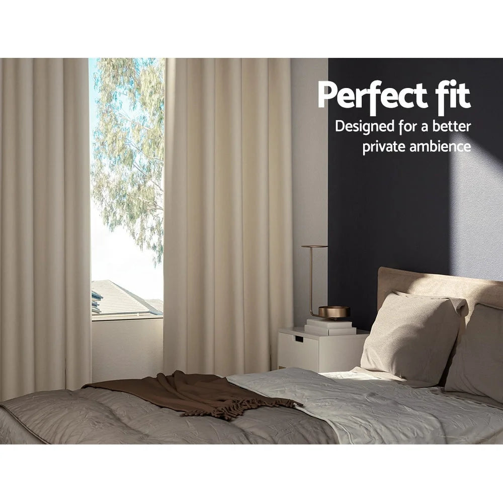 Blockout Curtains Eyelet Set of 2 140x230cm beige 715