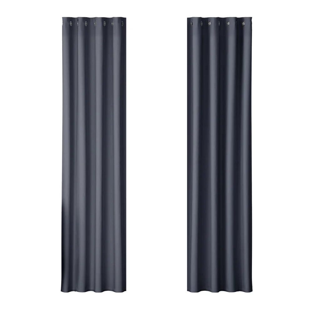 Blockout Curtains Eyelet Set of 2 - 140x230cm Charcoal