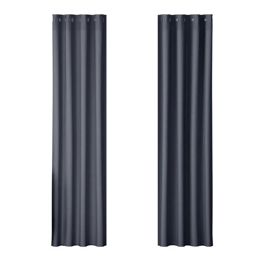 Blockout Curtains Eyelet Set of 2 - 140x230cm Charcoal