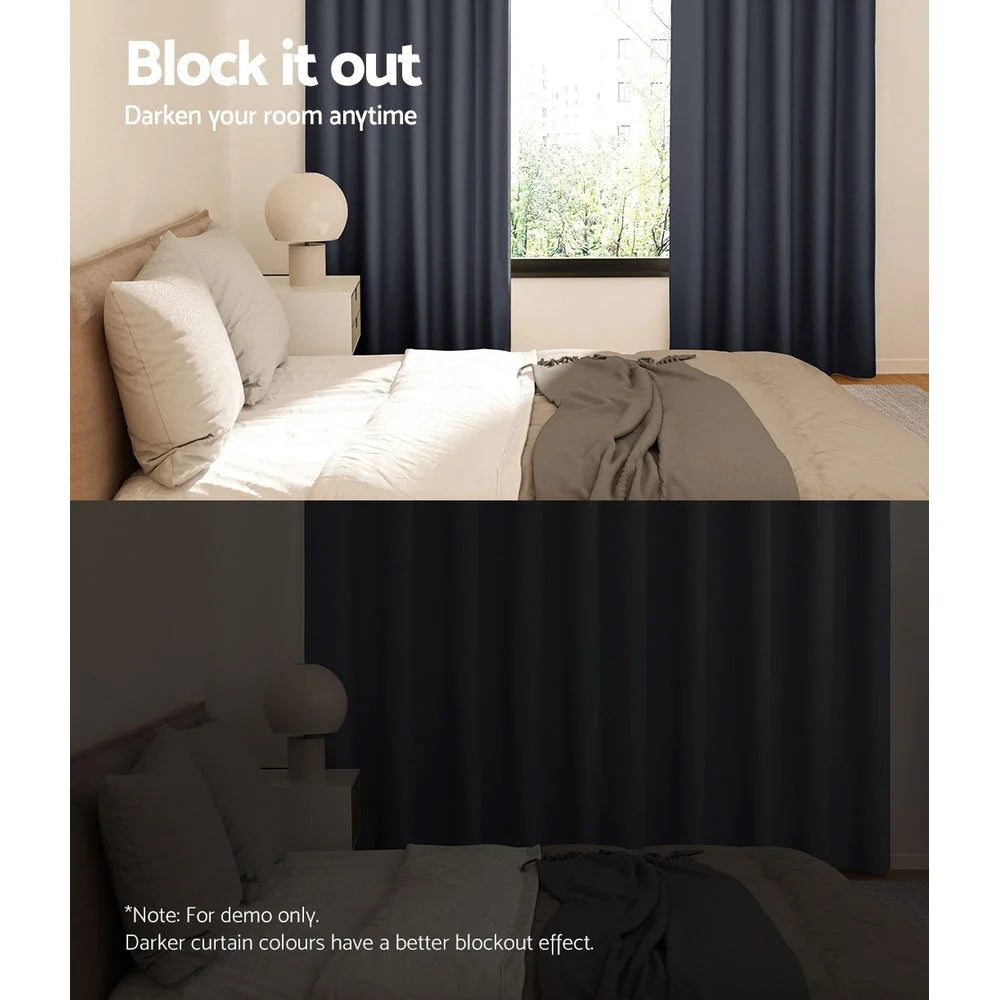 Charcoal 140x230cm blockout curtains eyelet with patterned weave and edge detail