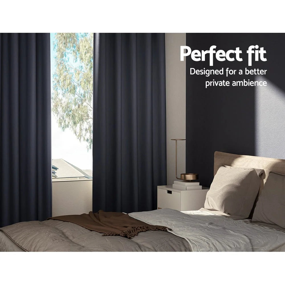 Charcoal 140x230cm blockout curtains eyelet with textile finish and neat seams