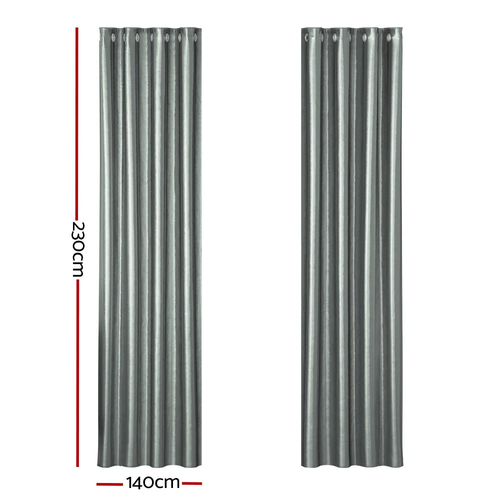 Grey 140x230cm blockout curtains eyelet with textile finish and neat seams