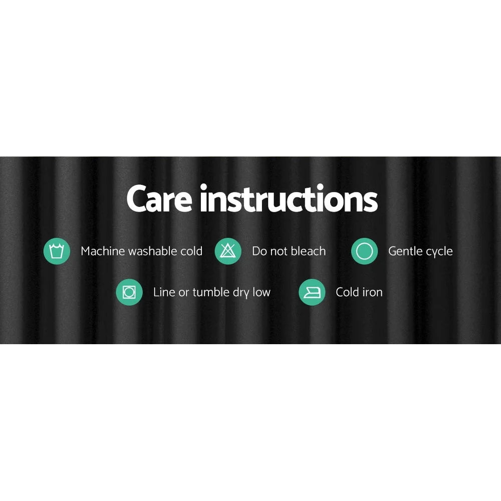 Blockout Curtains Eyelet Set of 2 - 180x213CM Black