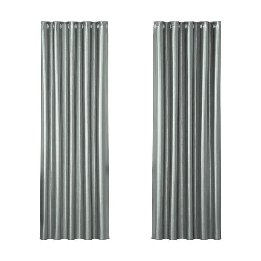 Blockout Curtains Eyelet Set of 2 - 180x213cm Grey Shine