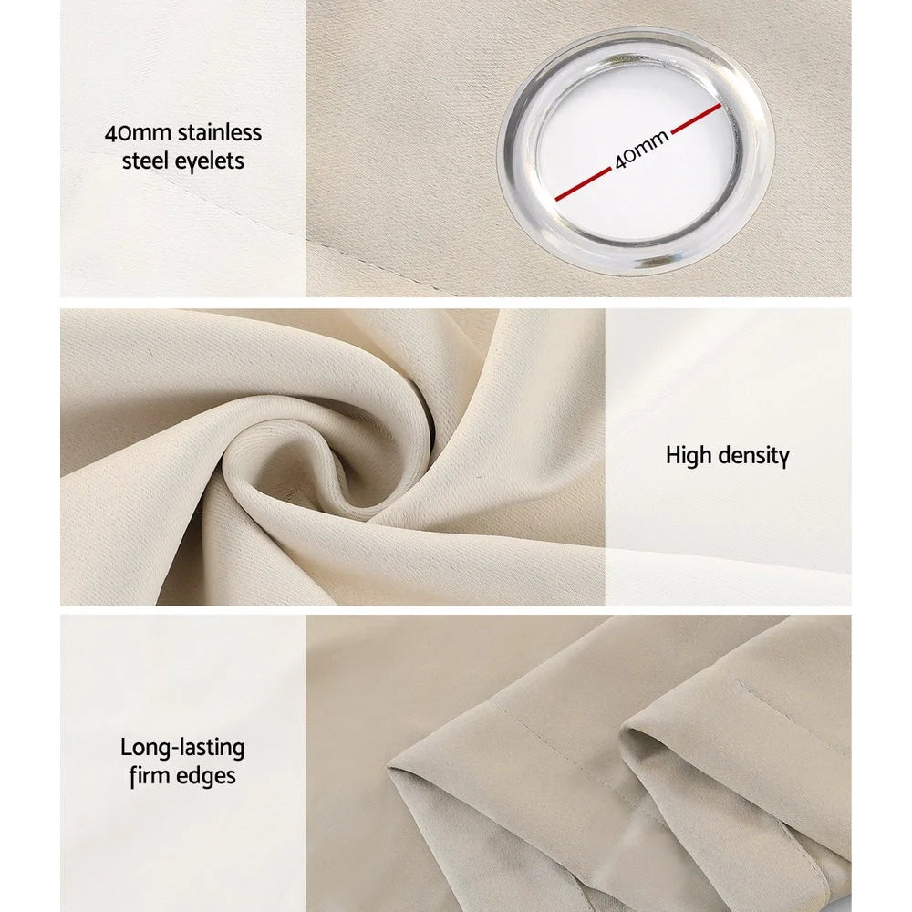 Blockout Curtains Eyelet Set of 2 240x230cm beige 602