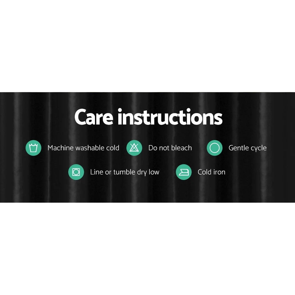 Blockout Curtains Eyelet Set of 2 - 240x230cm Black Shine