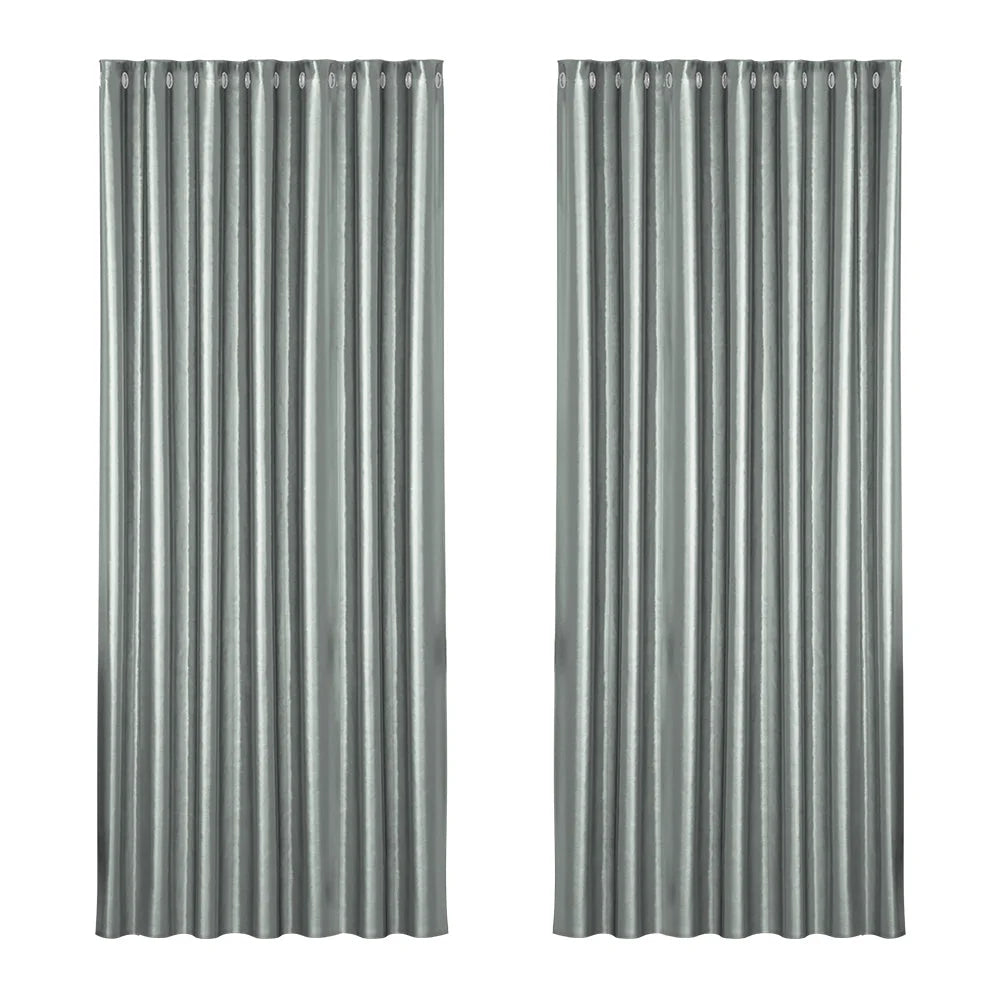 Blockout Curtains Eyelet Set of 2 240x230cm grey shine