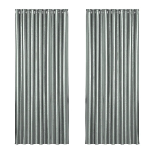Blockout Curtains Eyelet Set of 2 - 240x230cm Grey Shine