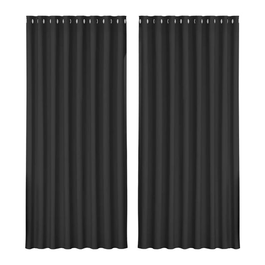 Blockout Curtains Eyelet Set of 2 - 300x230cm Black