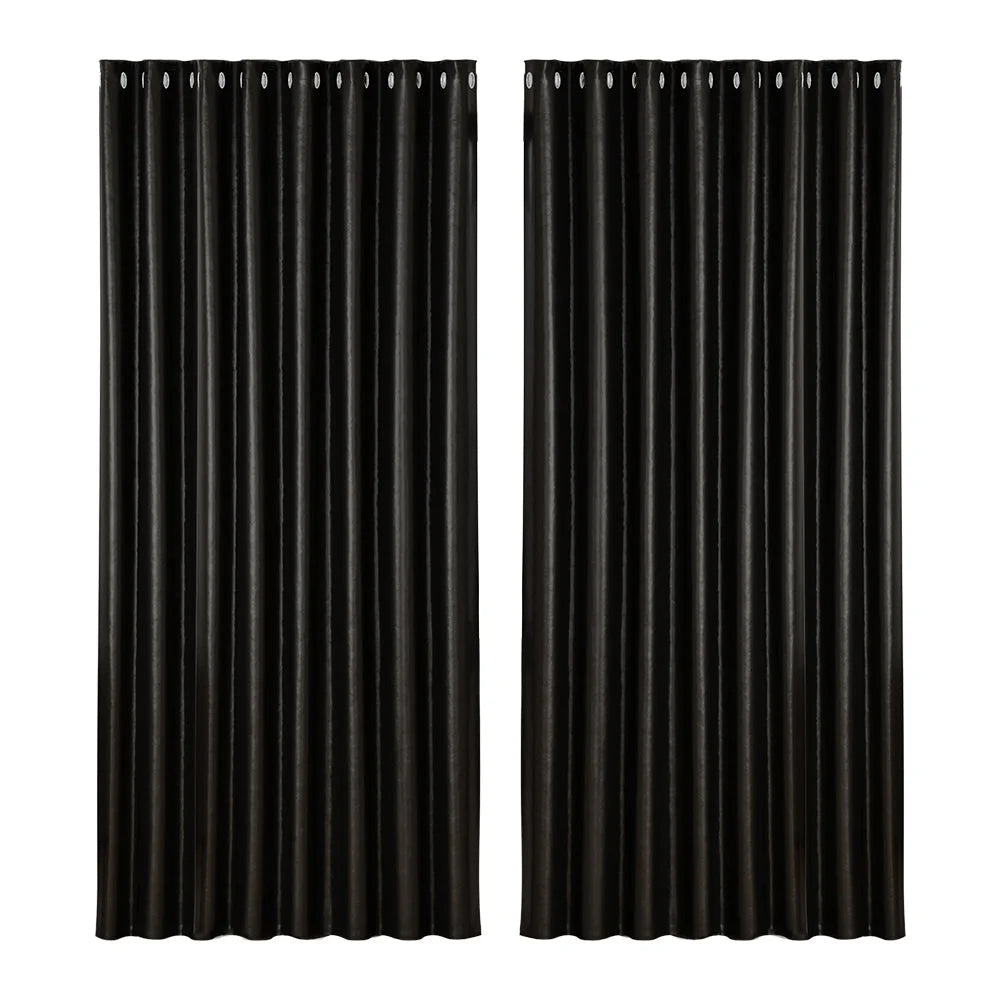 Black 300x230cm blockout curtains eyelet with material weave and tidy border