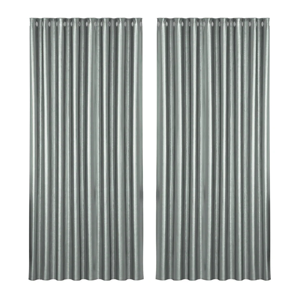 Blockout Curtains Eyelet Set of 2 300x230cm grey shine