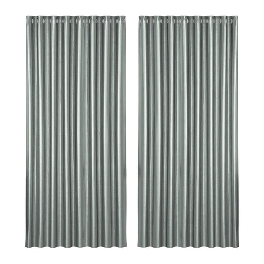 Blockout Curtains Eyelet Set of 2 - 300x230cm Grey Shine