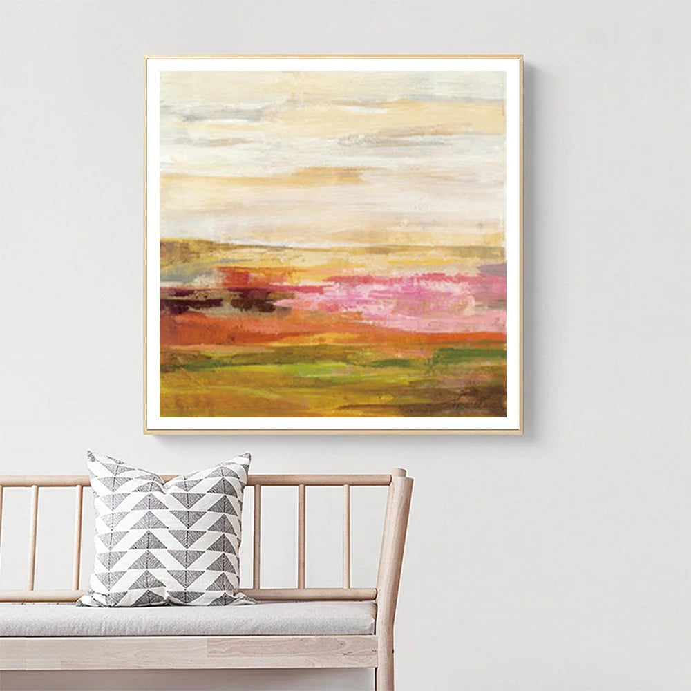 Blooming Field Wall Art Gold Frame Canvas 40cmx40cm - Home