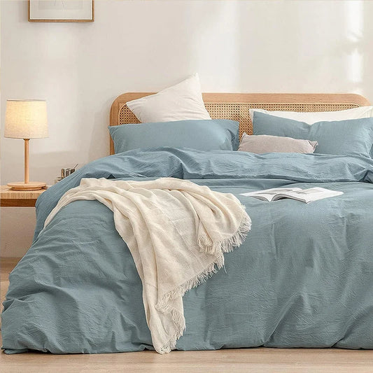 Blue 1.8m (Duvet Cover 180*220cm) Luxurious Soft Brushed