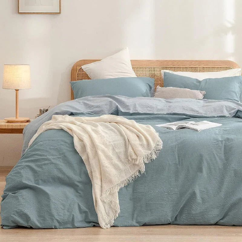 Blue 1.8m (Duvet Cover 180*220cm) Luxurious Soft Brushed