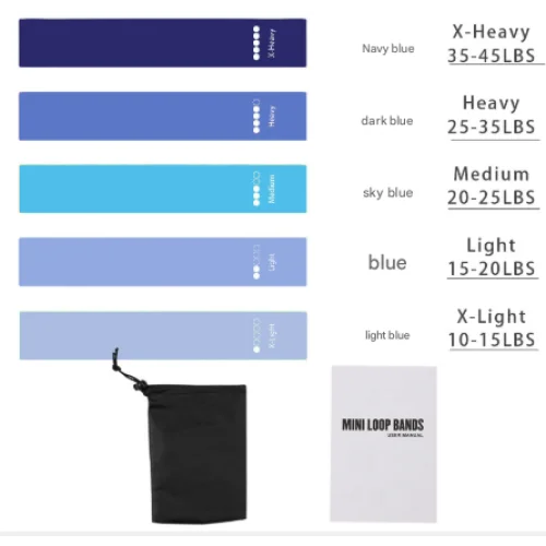 Blue 10 Pieces of 2 Sets Premium Resistance Loop Bands