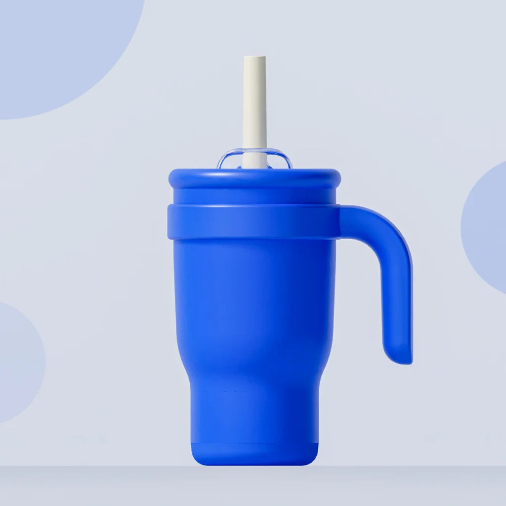 Blue 14oz Insulated Tumbler with Handle & Straw - 304