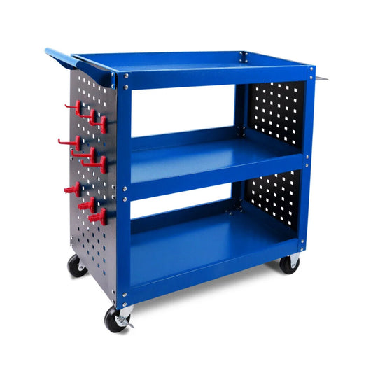 Blue 3-Tier Tool Cart Storage Trolley Toolbox Workshop