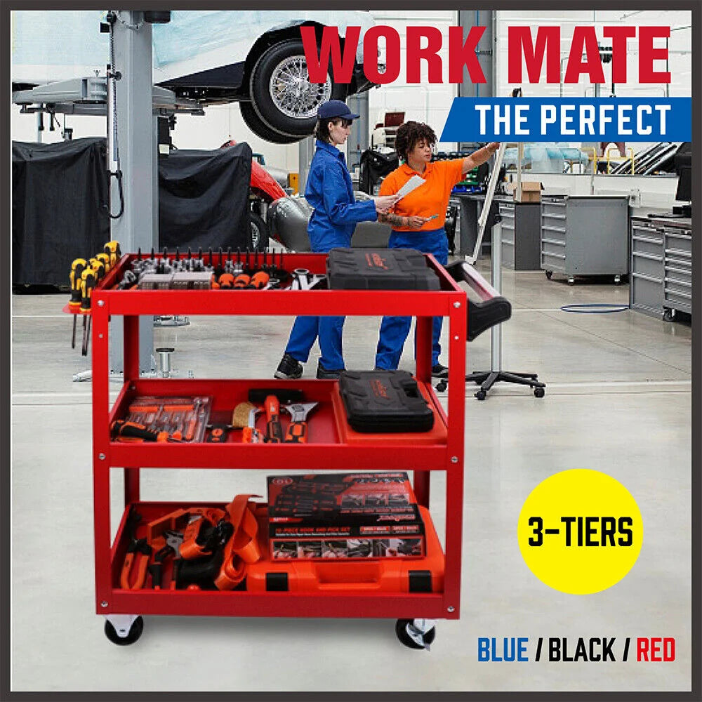 Blue 3-Tier Tool Cart Trolley Toolbox Storage Workshop