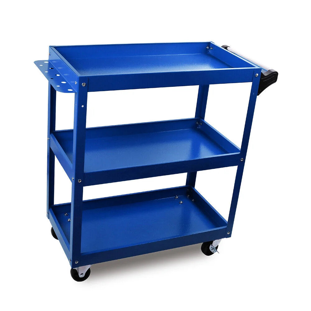 Blue 3-Tier Tool Cart Trolley Toolbox Storage Workshop Garage Organizer 150kg