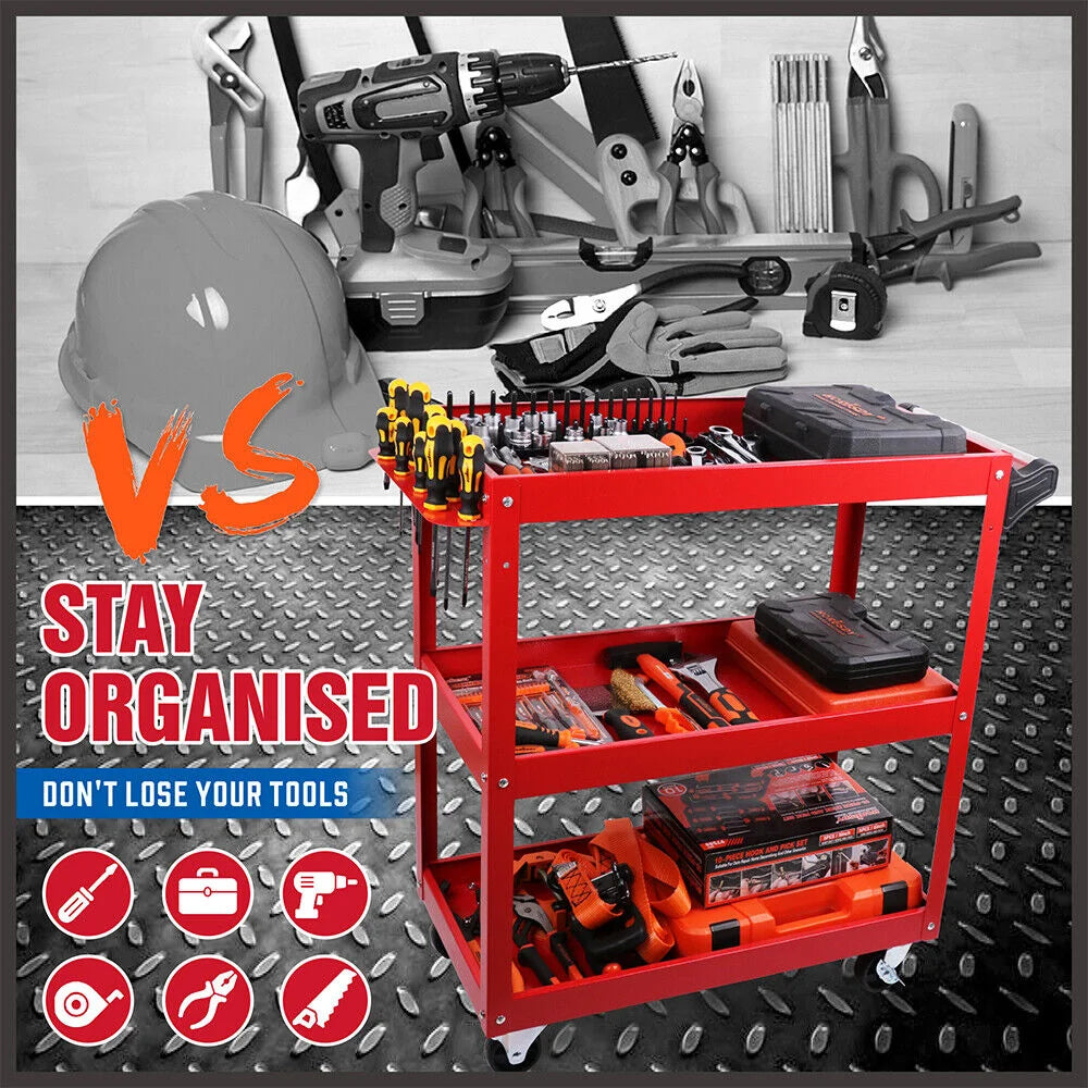 Blue 3-Tier Tool Cart Trolley Toolbox Storage Workshop