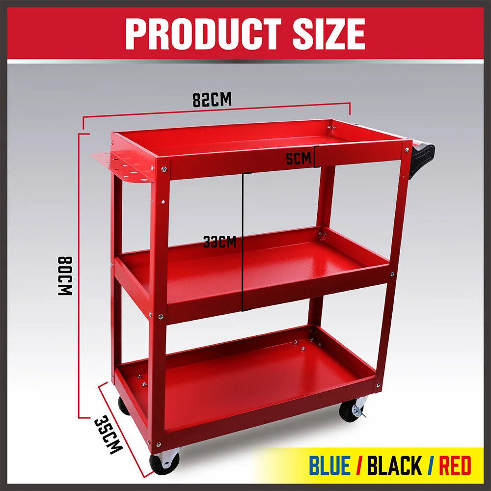 Blue 3-Tier Tool Cart Trolley Toolbox Storage Workshop