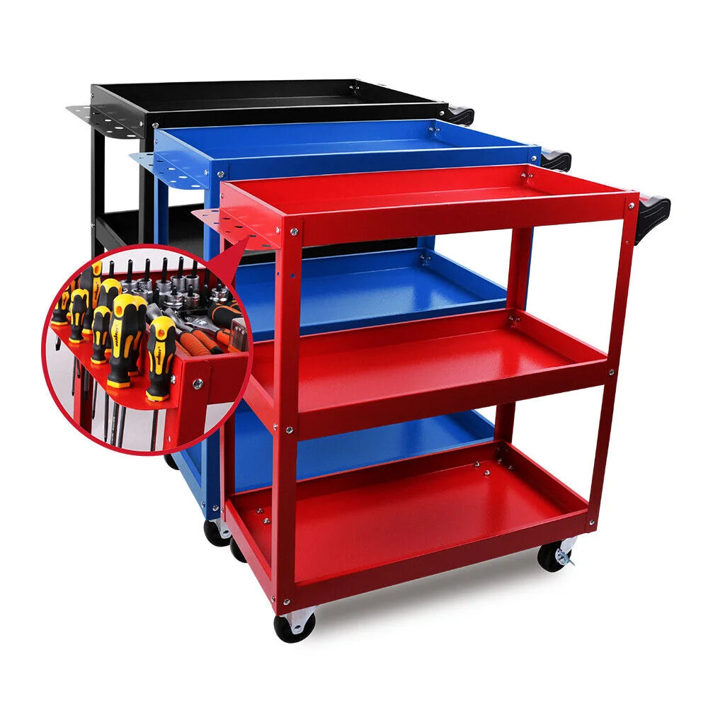 Blue 3-Tier Tool Cart Trolley Toolbox Storage Workshop