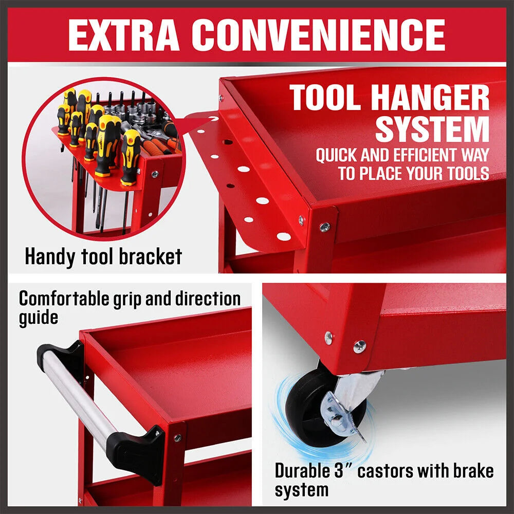 Blue 3-Tier Tool Cart Trolley Toolbox Storage Workshop