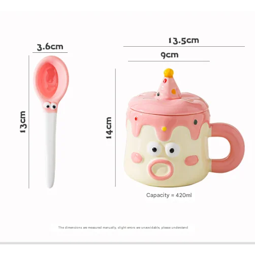 Blue Adorable Cartoon Character Ceramic Mug Set - 420ml