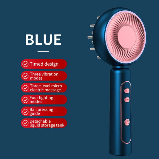 Blue Advanced Scalp Therapy Comb: Red/Blue Light EMS &