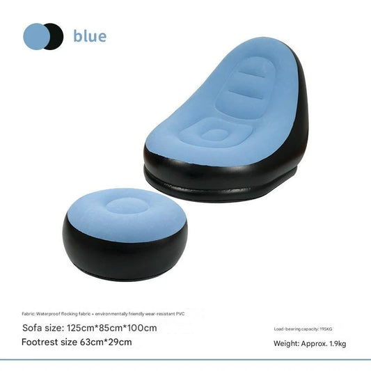 Blue And Black Patchwork Portable Inflatable Sofa Chair