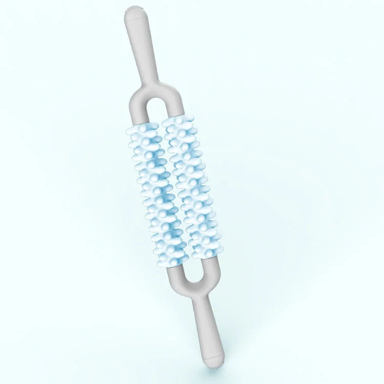 Blue and Grey Dual Row Spiky Muscle Roller Stick - Deep
