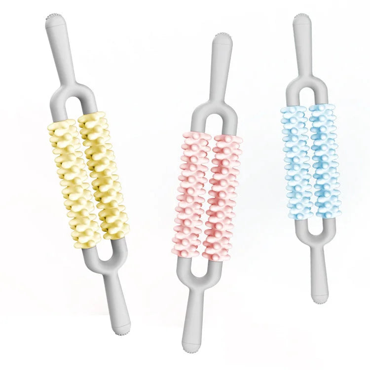 Blue and Grey Dual Row Spiky Muscle Roller Stick - Deep