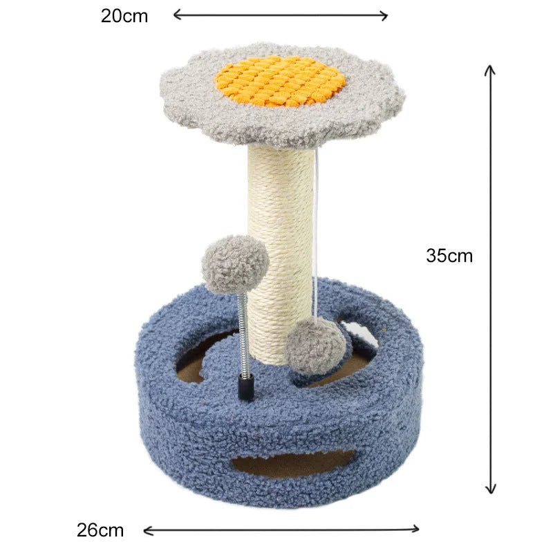 Blue And Grey Sunflower Cat Scratching Post - 35cm Sisal