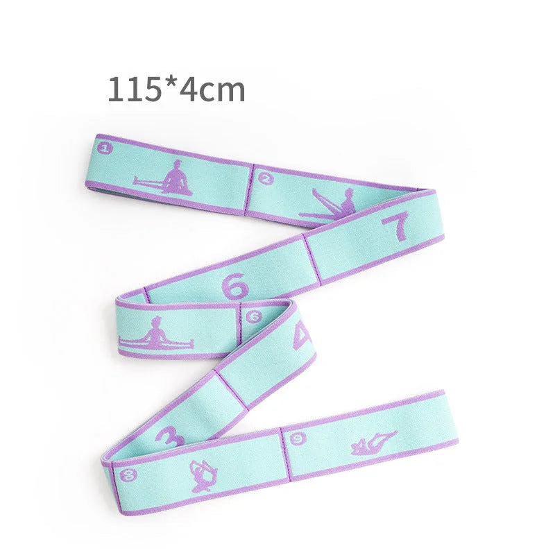 Blue and Purple 9-Loop Yoga Stretch Strap - Numbered Band