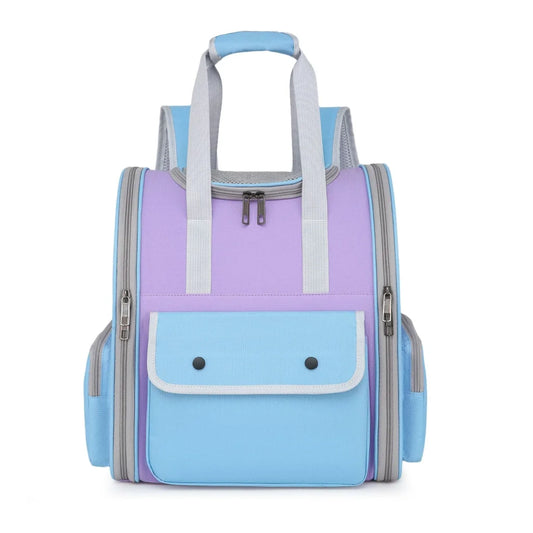 Blue And Purple Portable Pet Carrier Backpack - Spacious