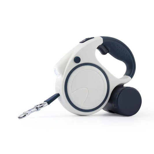 Blue and White 3M Retractable Dog Leash - Built-in LED