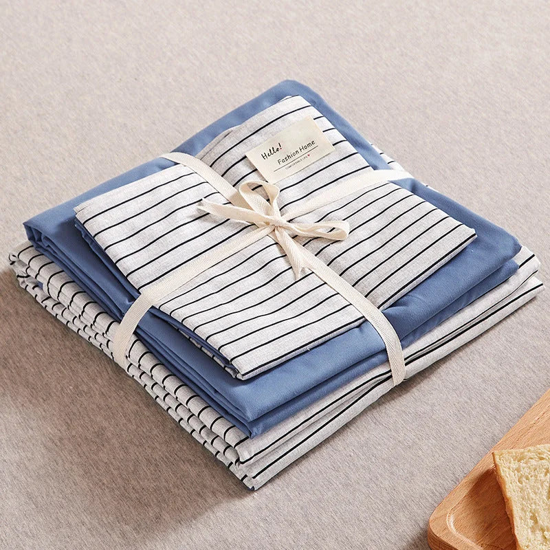 Blue and White 4-Piece Cotton Bedding Set - Fits 1.5m/1.8m