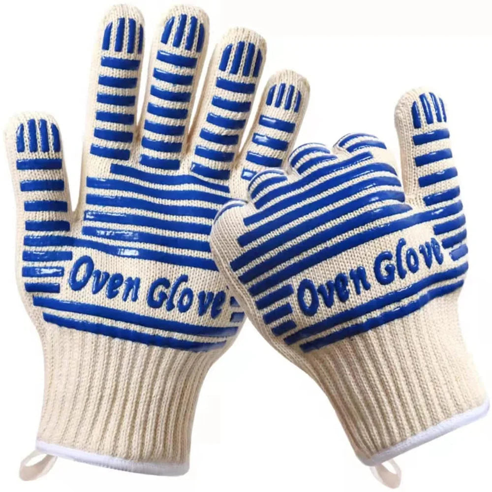 Blue and White Extreme Heat Resistant BBQ Gloves