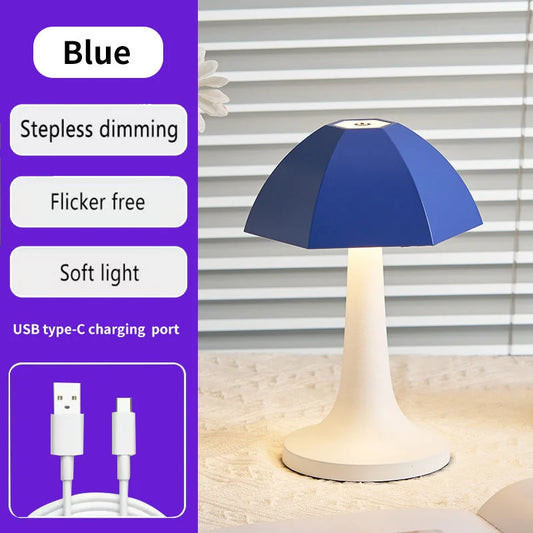 Blue And White Nordic Umbrella Mushroom Table Lamp