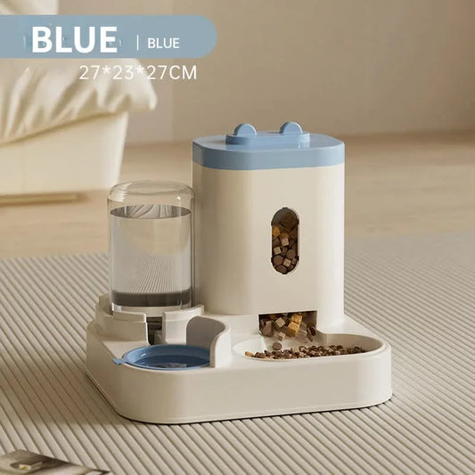 Blue Automatic Pet Feeder and Water Dispenser - Smart Dog
