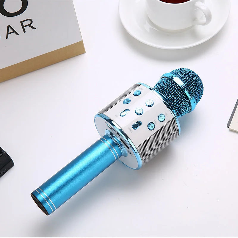 Blue Bluetooth 5.0 Karaoke Microphone for Family