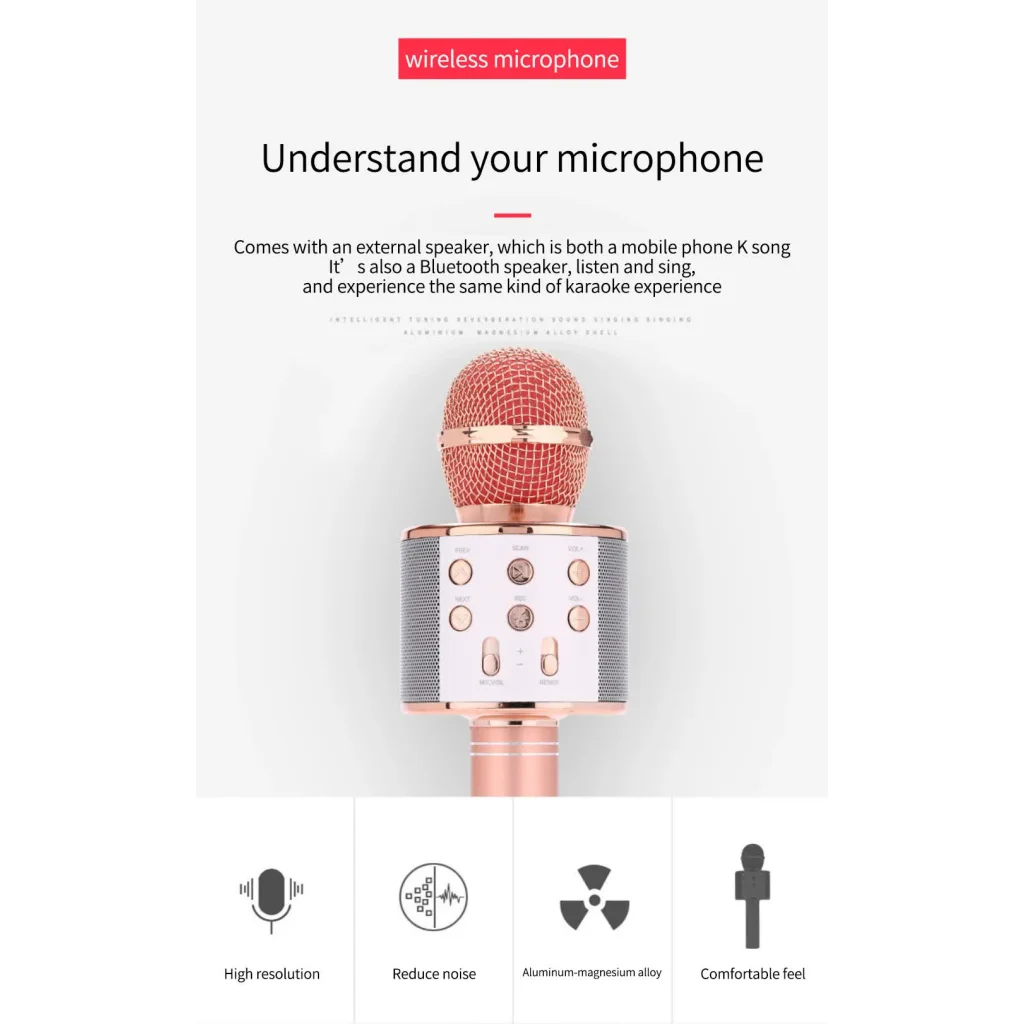 Blue Bluetooth 5.0 Karaoke Microphone for Family